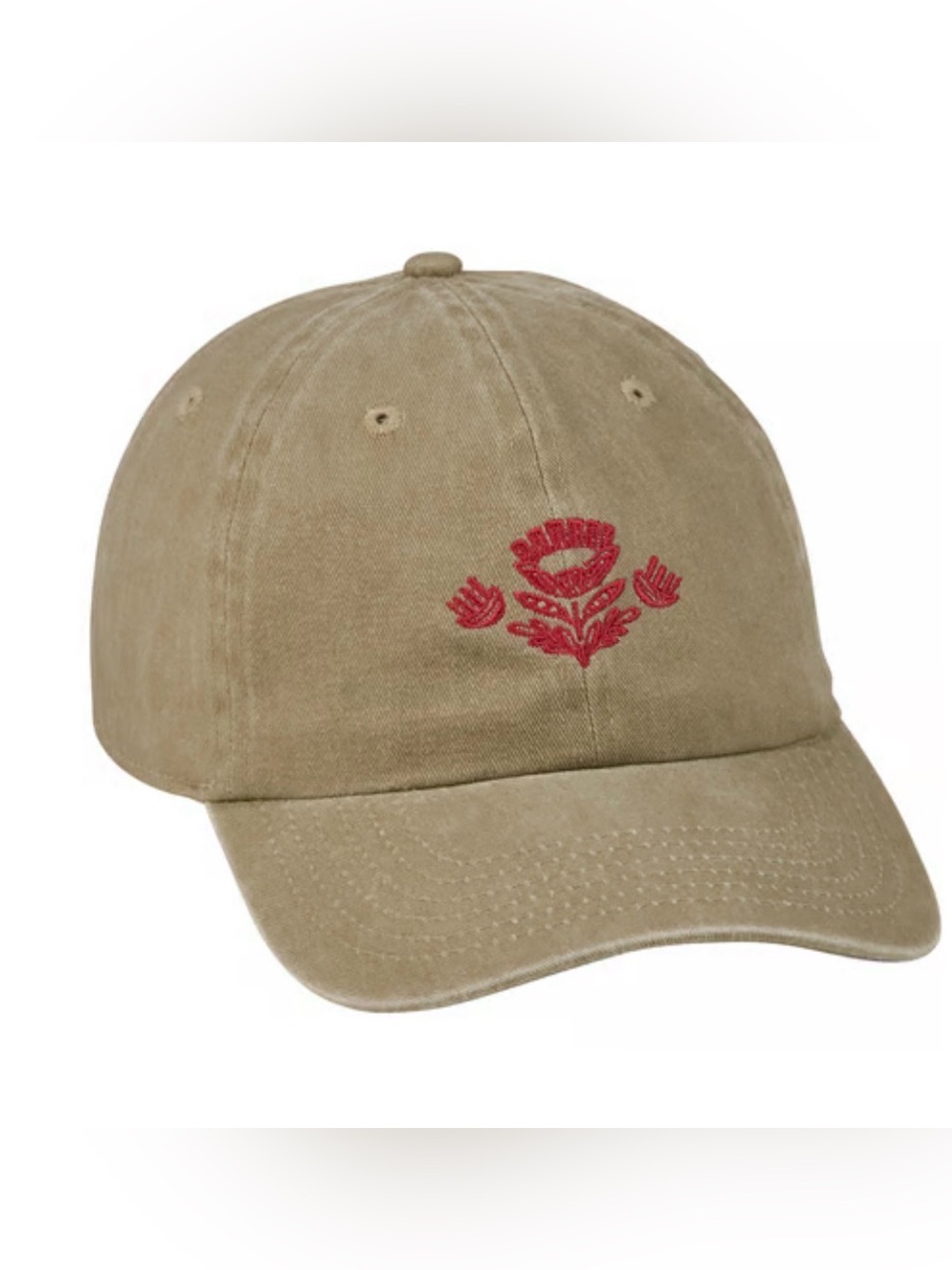 Primitives by Kathy Red Folk Floral Embroidered Baseball Cap